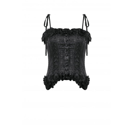 Dark in Love Selene Ruffled Floral Jacquard Corset Top