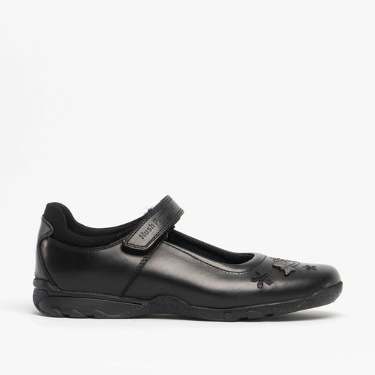 CLARE JNR Girls Leather School Shoes Black