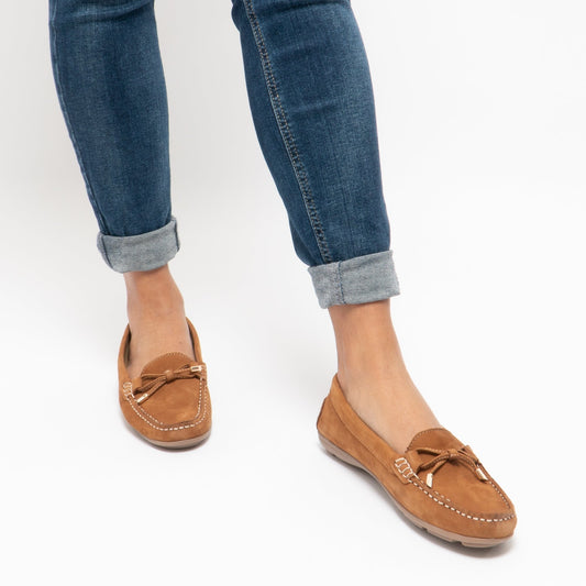 Hush Puppies MAGGIE Womens Leather Driving Shoes Tan