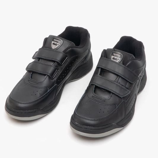 DEK ARIZONA Mens Leather Twin Touch Fastening Trainers Black