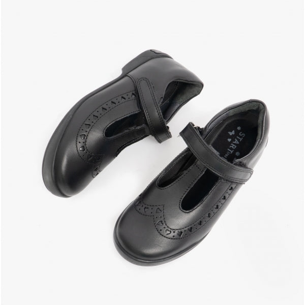 Start-Rite LEAP FROG Girls Leather T-Bar School Shoes Black