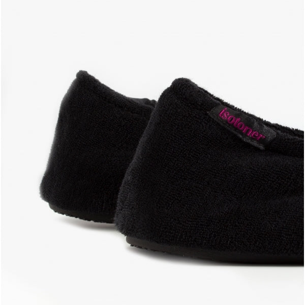Totes Isotoner STRETCH TERRY BOW Womens Ballerina Slippers Black