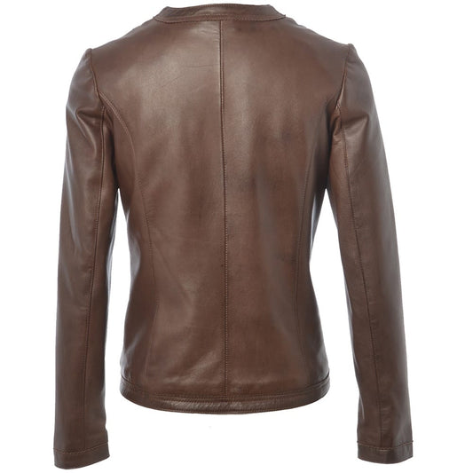 Women Motorcycle Leather Jacket | Brown