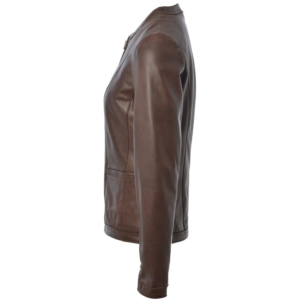 Women Motorcycle Leather Jacket | Brown