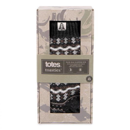 Totes Toasties SHERPA LINE FAIR ISLE SLIPPER SOCKS Mens Socks Fairisle