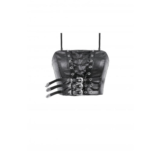 Dark in Love Ravena Buckled Faux Leather Corset Top