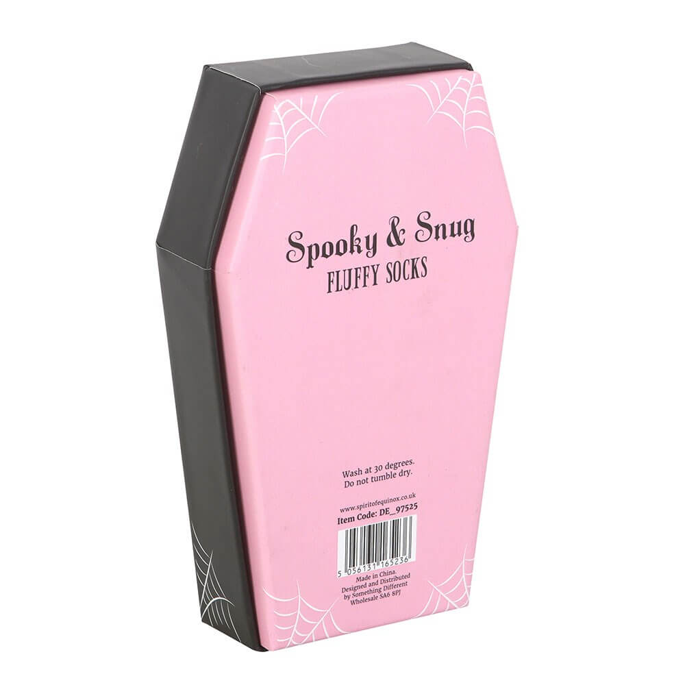 Gothic Gifts Pink and Black Striped Socks in Coffin Gift Box