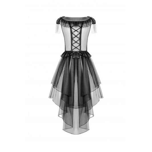 Dark in Love Seraphina Tiered Mesh & Ruffle Goth Layer Dress
