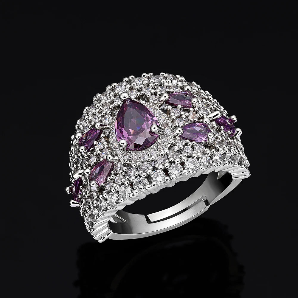 Dubai Luxury 4 Piece Zirconia Luxury CZ Crystal Wedding Jewelry Set
