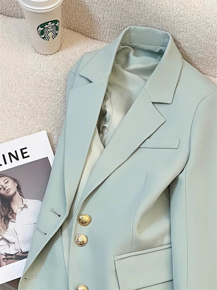 Elegant Women's Blazer Coat Fashion Stand Up Collar Long Sleeve Female Coats Spring Autumn Fashion Loose Office Lady Outwear