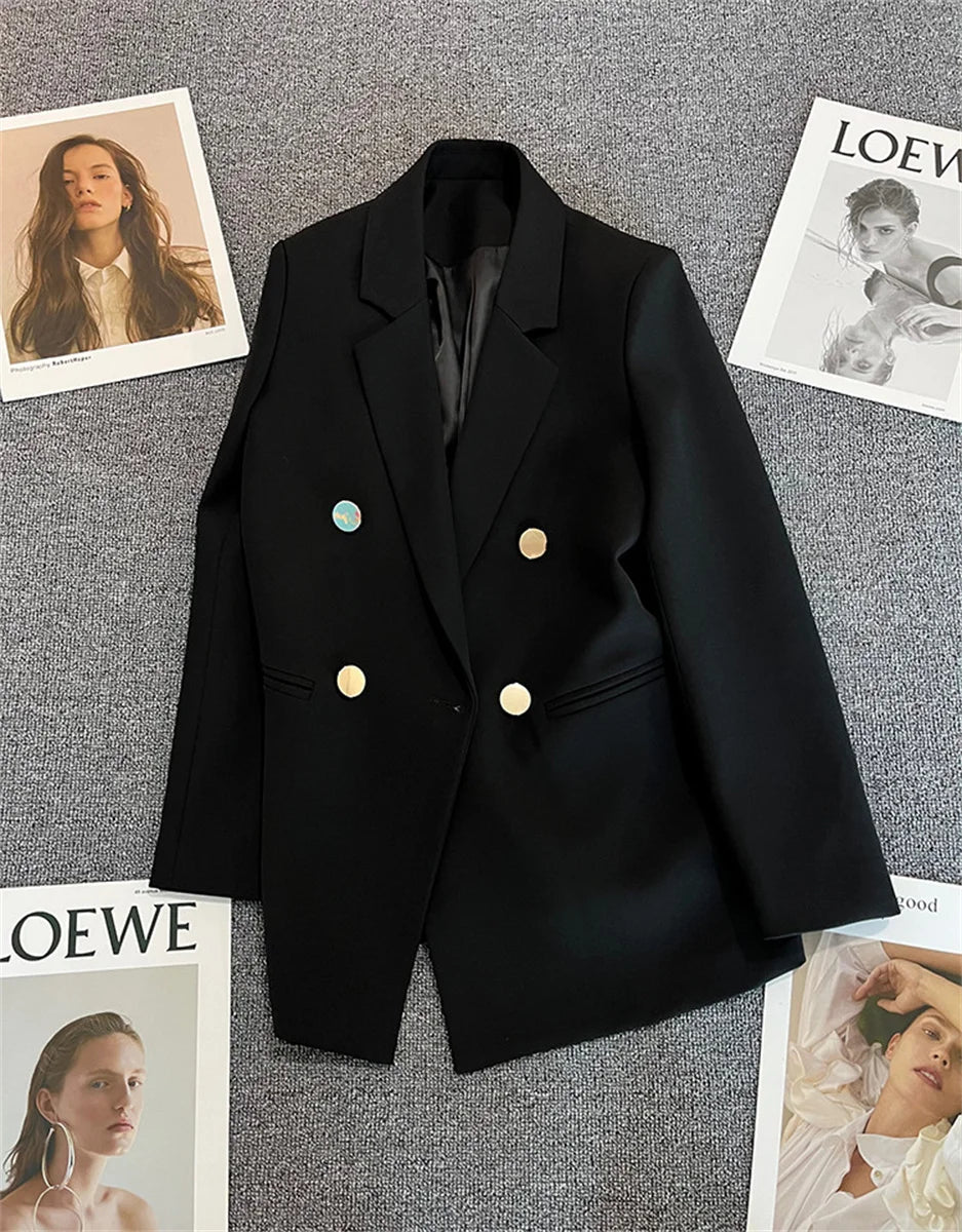 Elegant Women's Blazer Coat Fashion Stand Up Collar Long Sleeve Female Coats Spring Autumn Fashion Loose Office Lady Outwear
