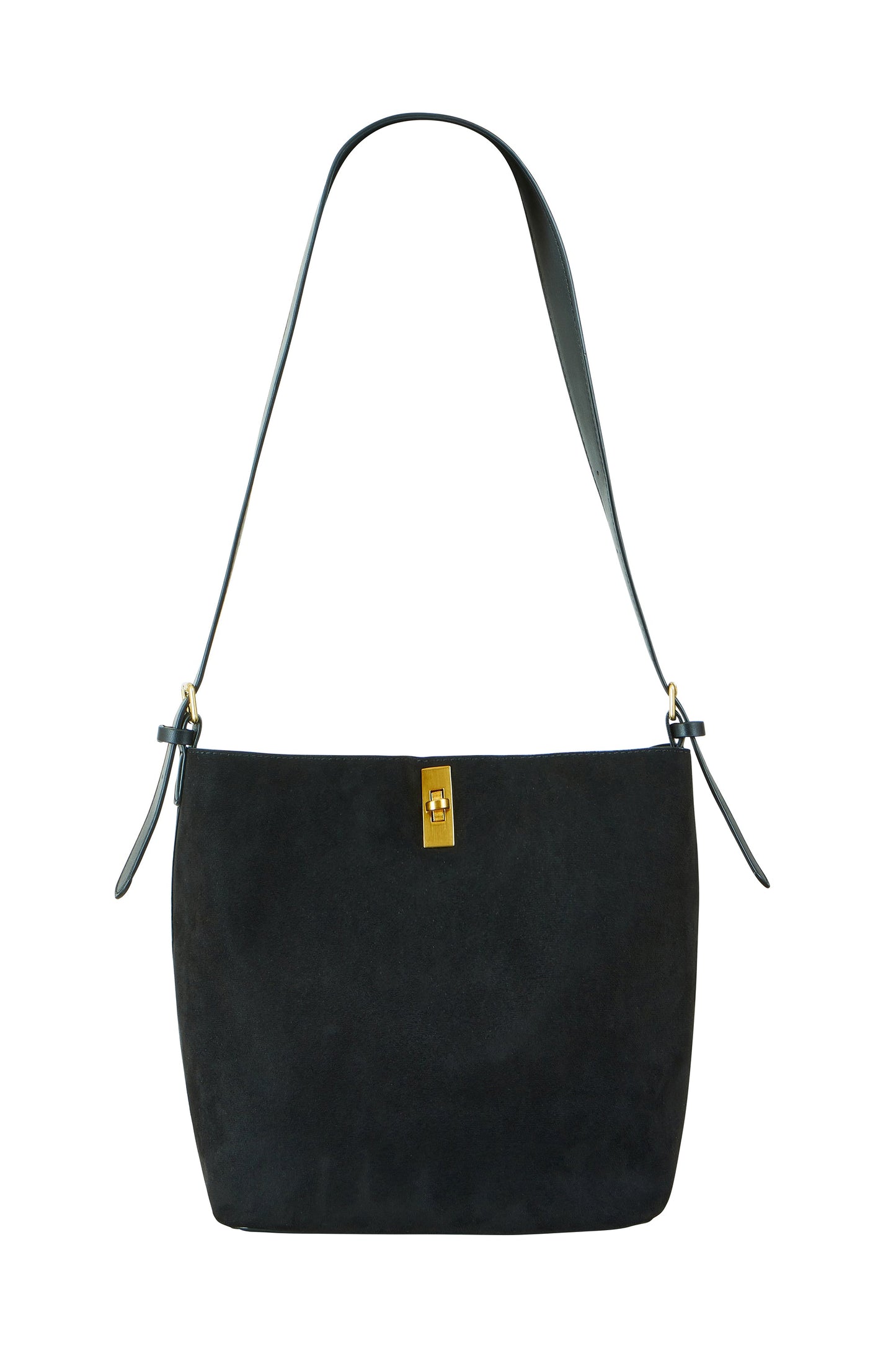 Yumi Black Faux Suede Bag With Inside Pouch