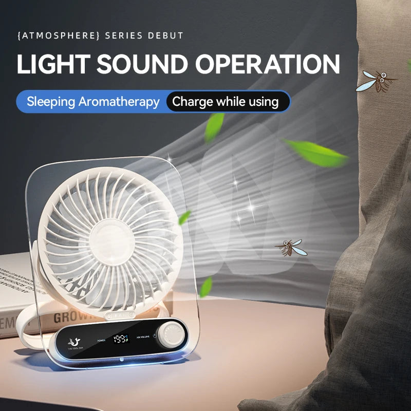 Portable Desk Fan USB Rechargeable 180° Tilt Folding Desktop Fan With LED Display 199 Gear Wind Adjustment Ultra Quiet Table Fan