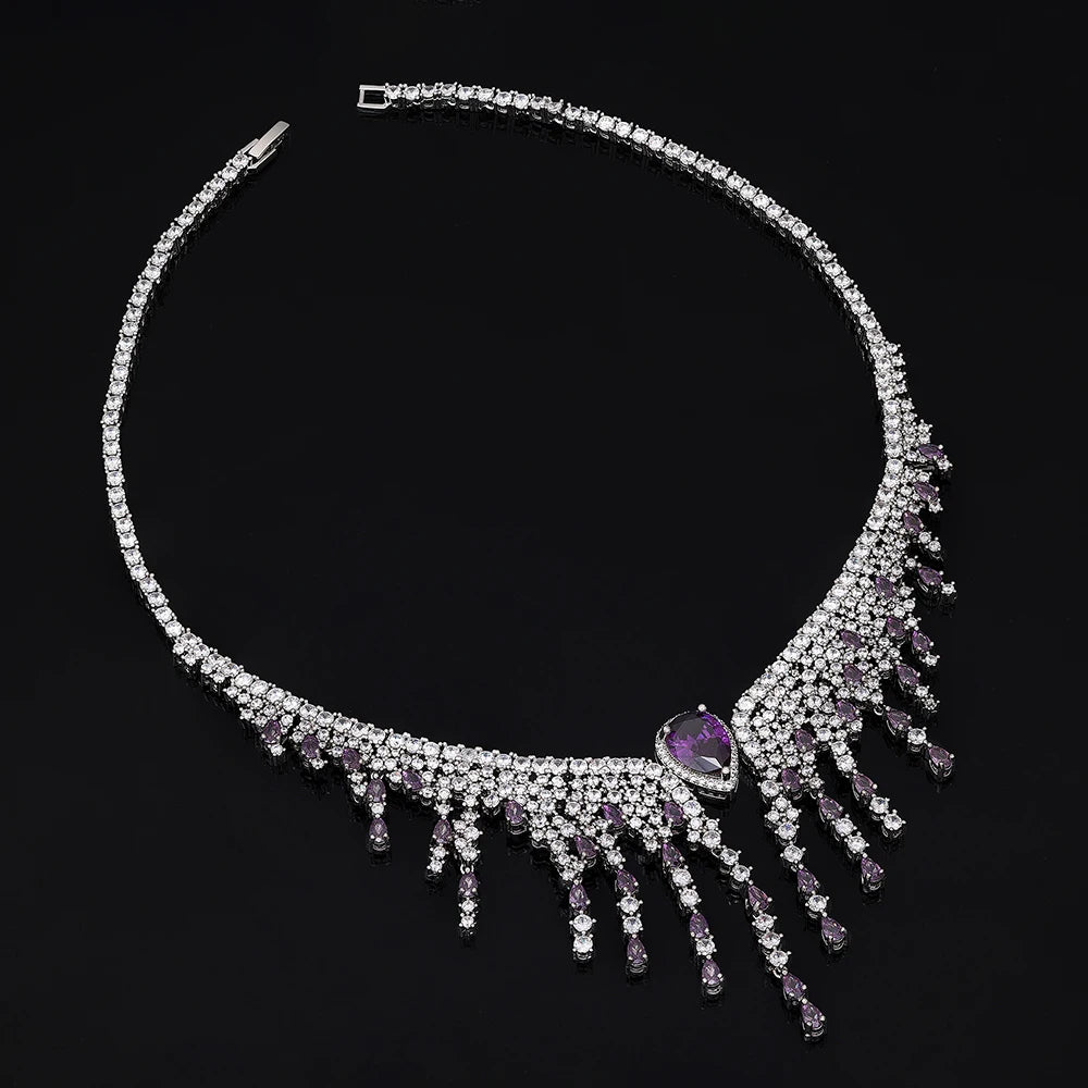 Dubai Luxury 4 Piece Zirconia Luxury CZ Crystal Wedding Jewelry Set