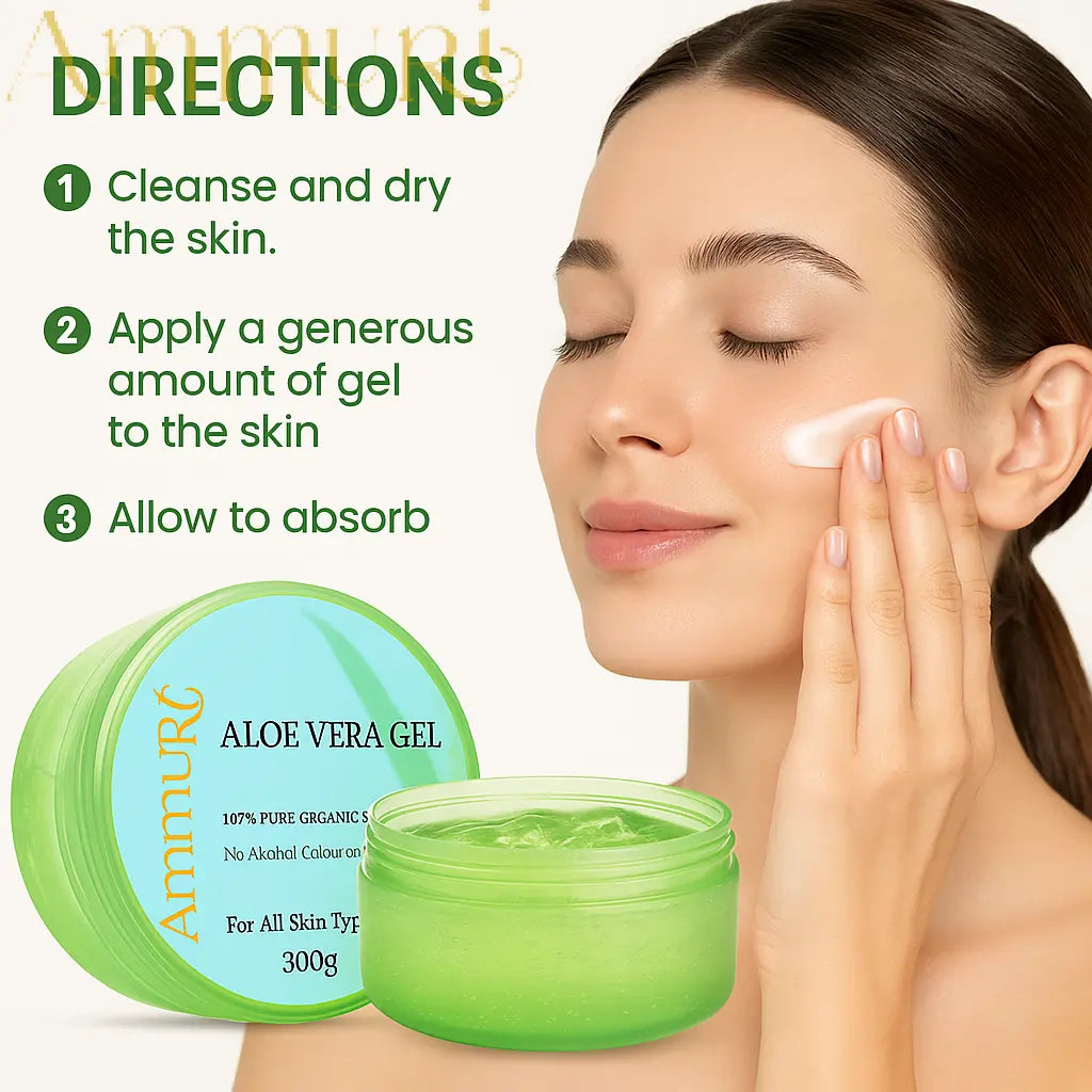 Ammuri Organic Aloe Vera Gel 300g – Pure Hydration for Face, Body & Hair
