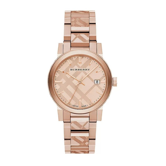 Burberry Unisex Watch The City 38mm Engraved Check Watch BU9039