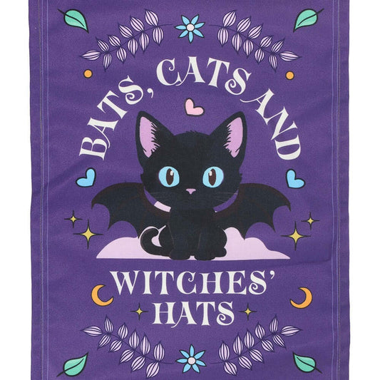 Gothic Gifts Bats, Cats and Witches Hats Fabric Wall Hanging