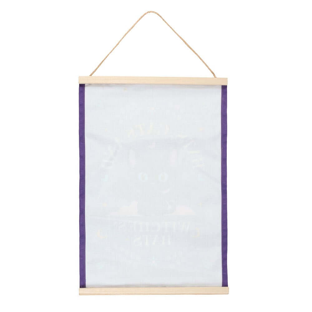 Gothic Gifts Bats, Cats and Witches Hats Fabric Wall Hanging