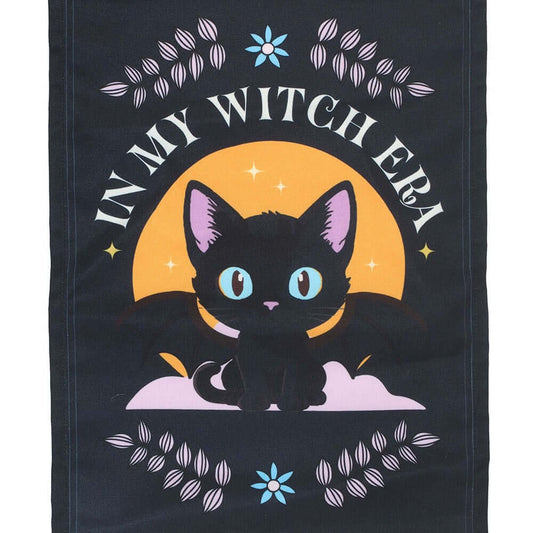 Gothic GiftsIn My Witch Era Bat Cat Fabric Wall Hanging