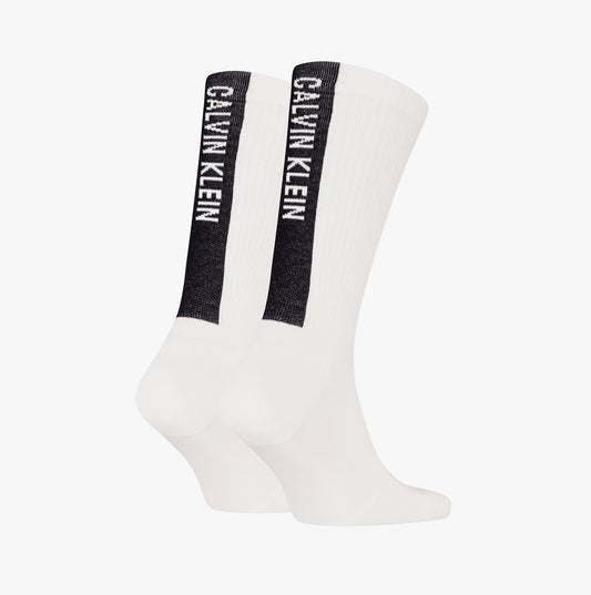 Calvin Klein 2 Pack Back Logo Mens Socks White
