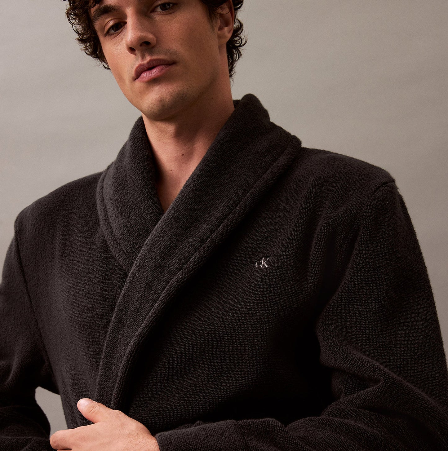 Calvin Klein COMFORT FRENCH TERRY Mens Bathrobes Black