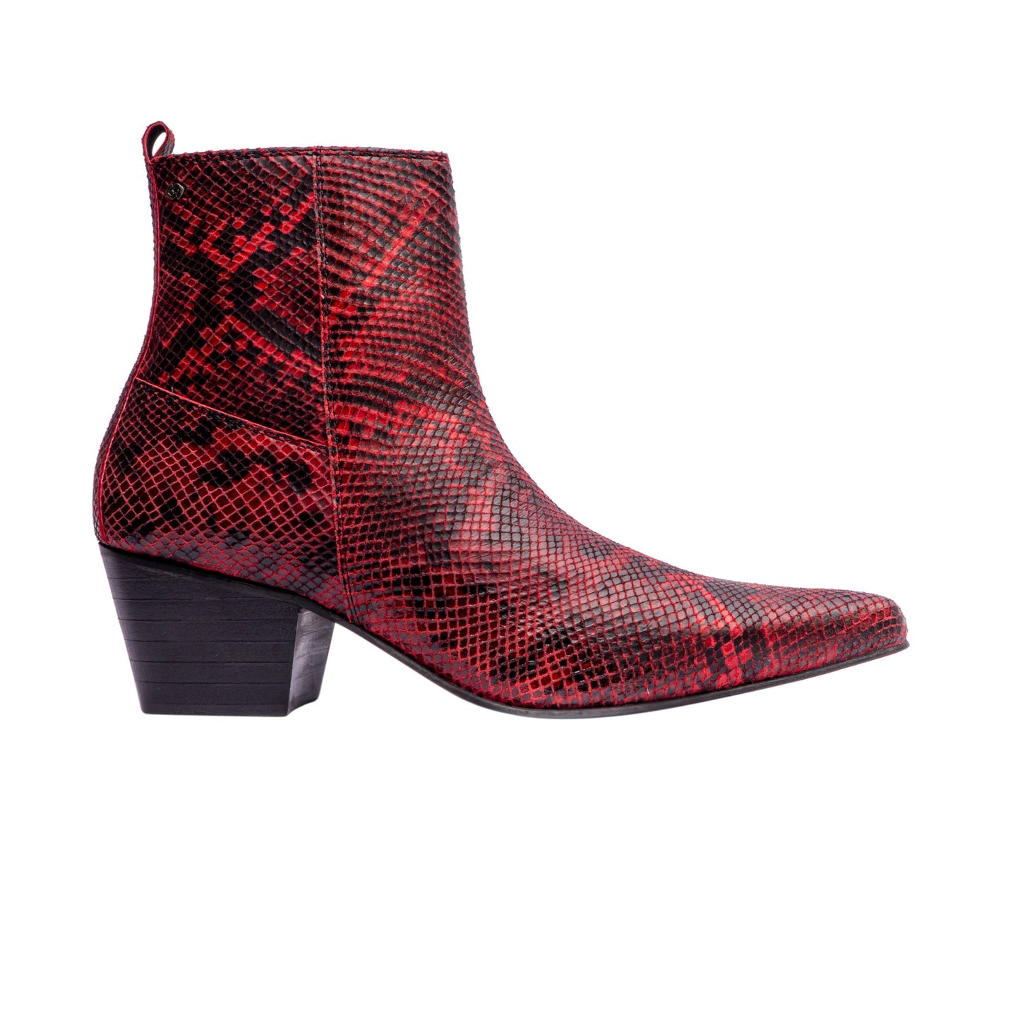 Club Cubano LENNON Mens Cuban Heel Boots Red Snake