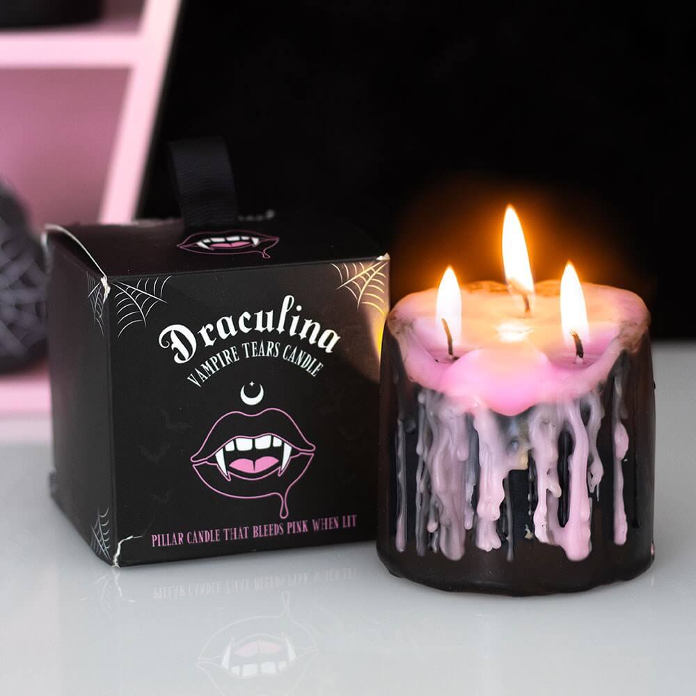 Gothic Gifts Small Pink Vampire Tears Pillar Candle