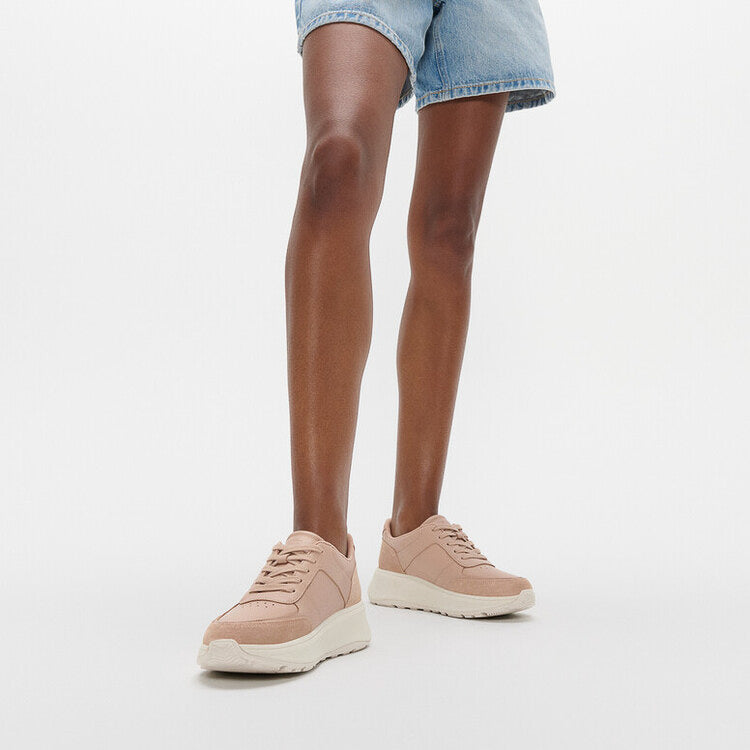 FitFlop F-MODE LEATHER Womens Flatform Trainers Classic Beige