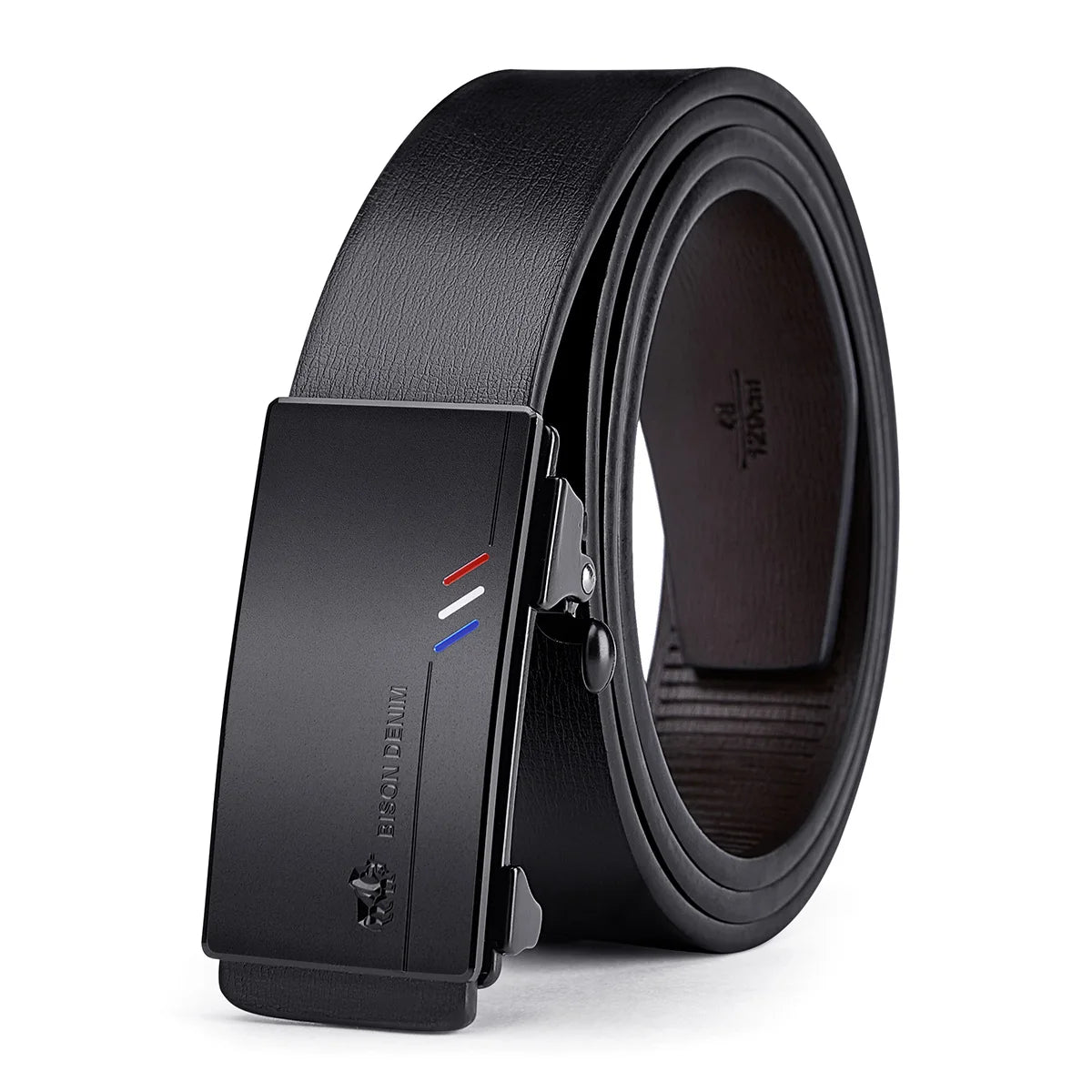 BISON DENIM Men Automatic Male Belts Cummerbunds Cowskin Leather Belt Men Black Belts Genuine Leather Belts Luxury Brand