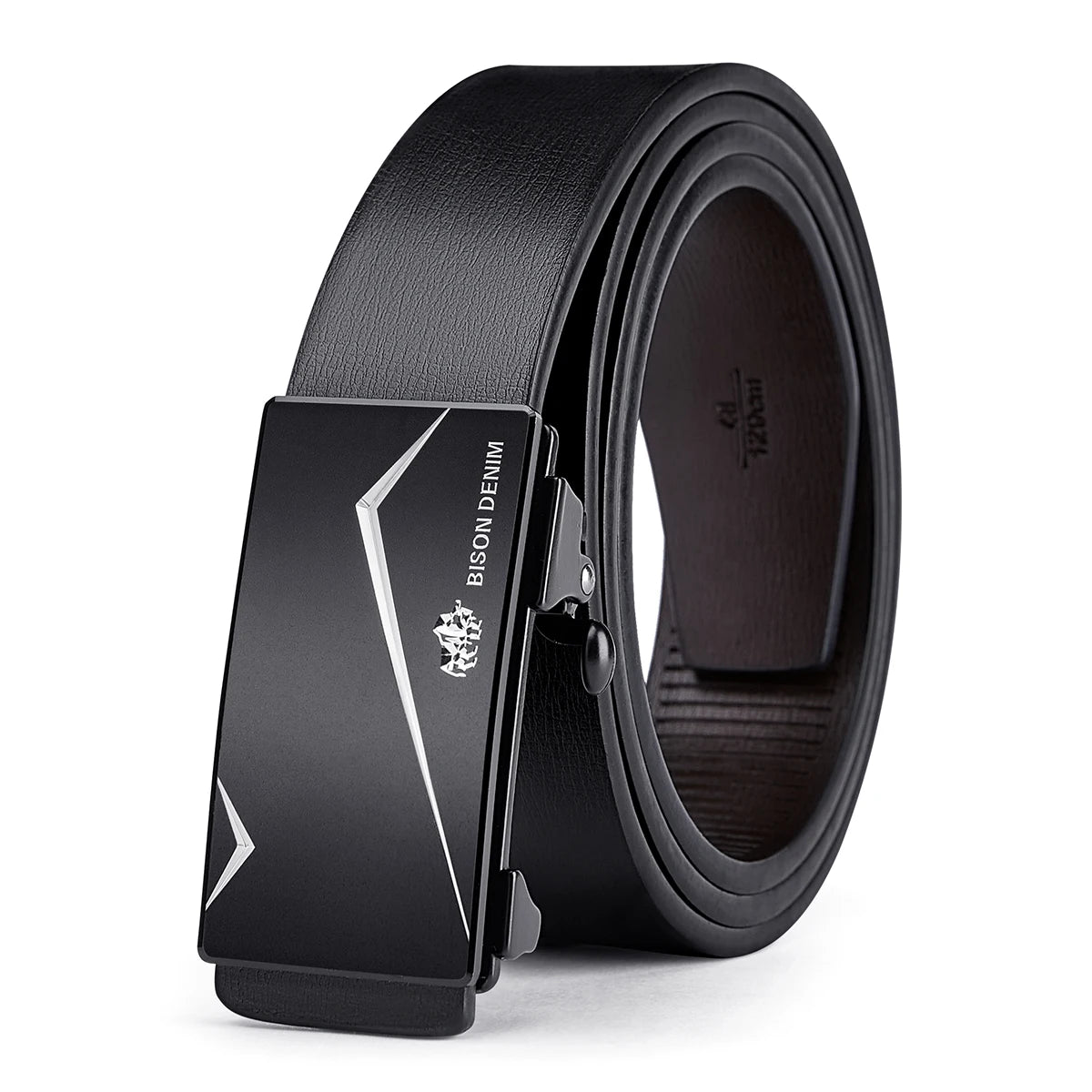 BISON DENIM Men Automatic Male Belts Cummerbunds Cowskin Leather Belt Men Black Belts Genuine Leather Belts Luxury Brand