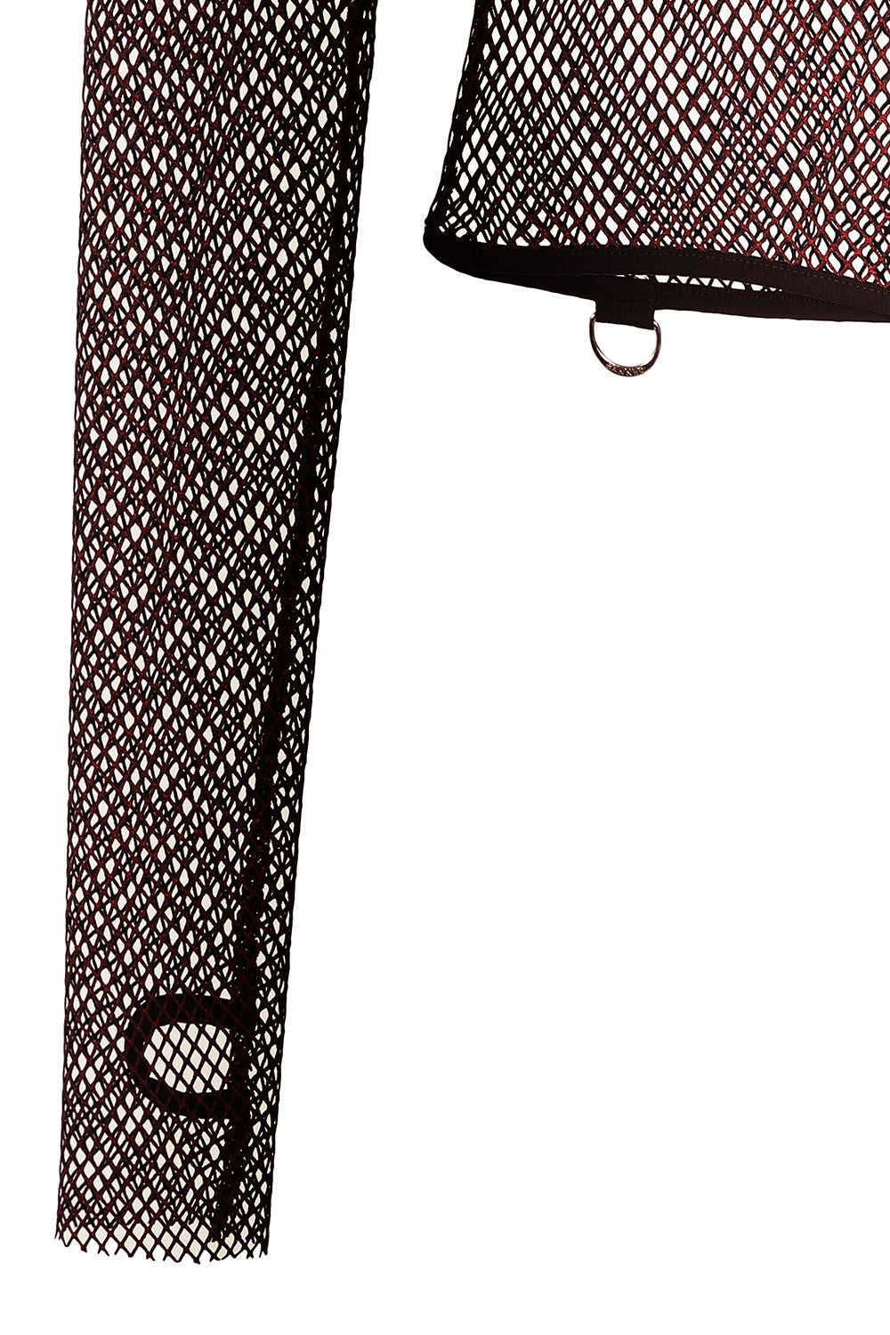 Banned Apparel Liora Red Metallic Fishnet Hoodie