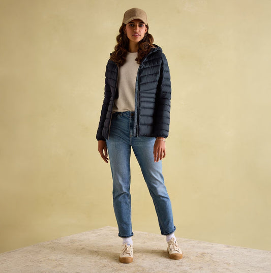 Joules KENLEY Womens Showerproof Hooded Puffer Jacket Navy