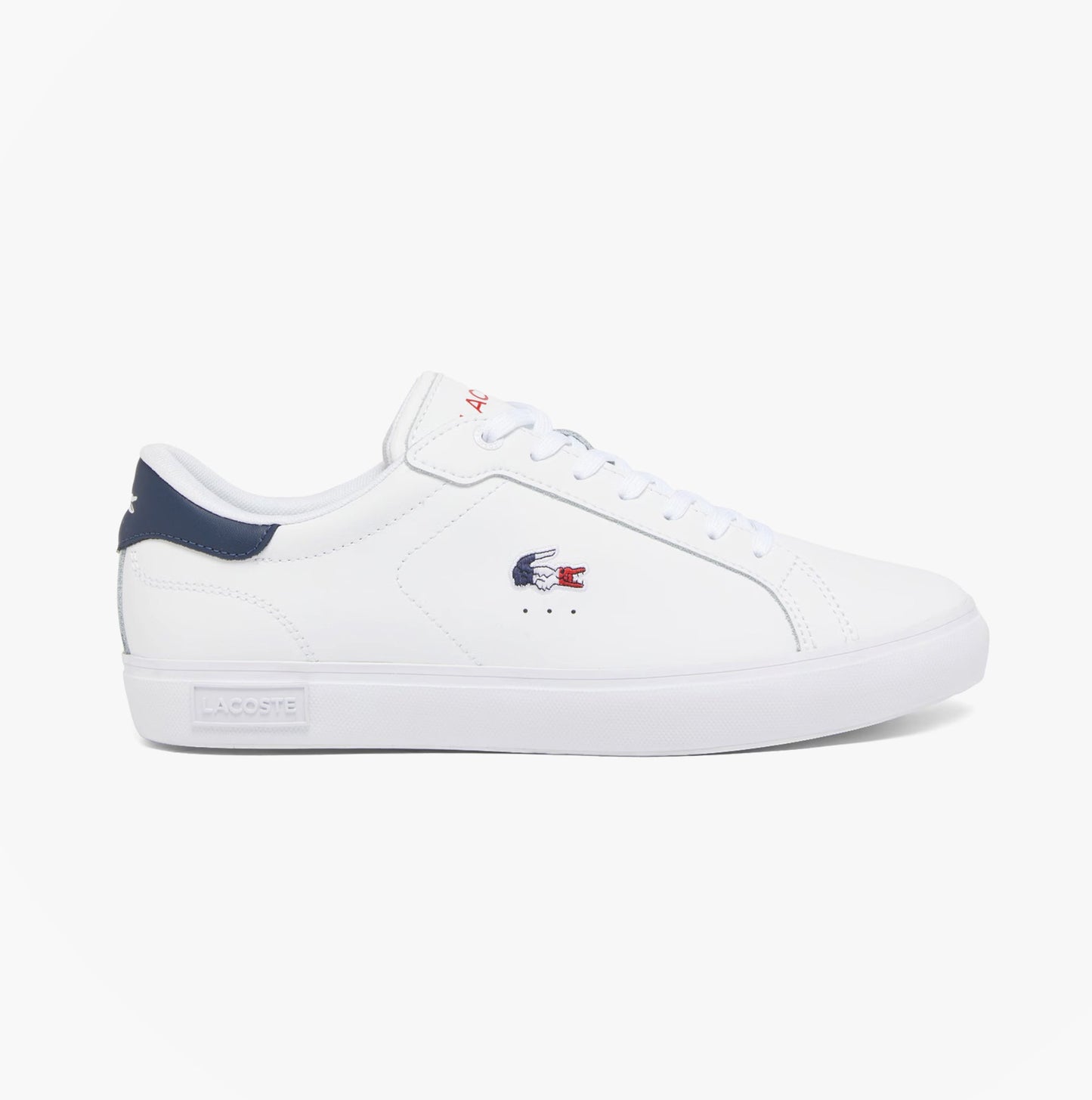 Lacoste POWERCOURT Mens Court Trainers Trainers White/Navy/Red