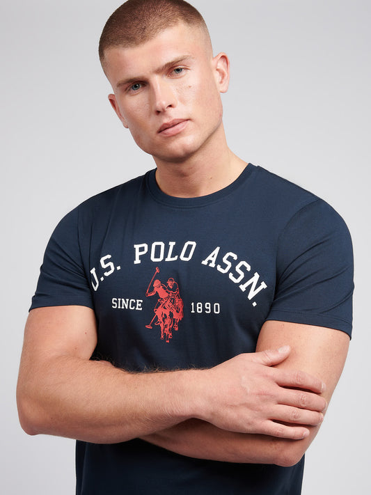 Mens Signature Arch Print T-Shirt Dark Sapphire Navy