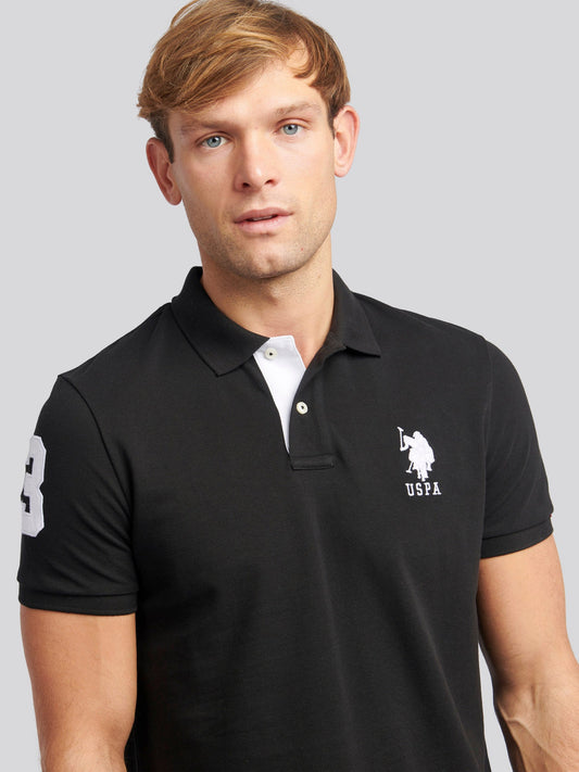 Mens Player 3 Polo Shirt Black Bright White DHM