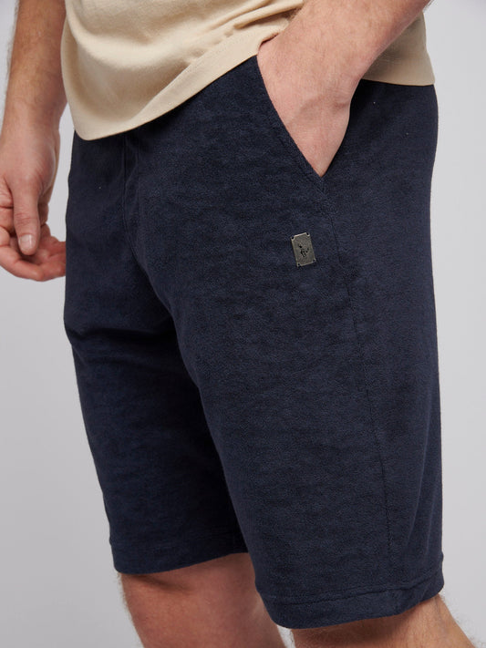 Mens Terry Drawstring Short in Dark Sapphire Navy