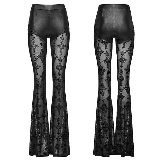 Punk Rave Seraphina Cross Flocking Flare Pants