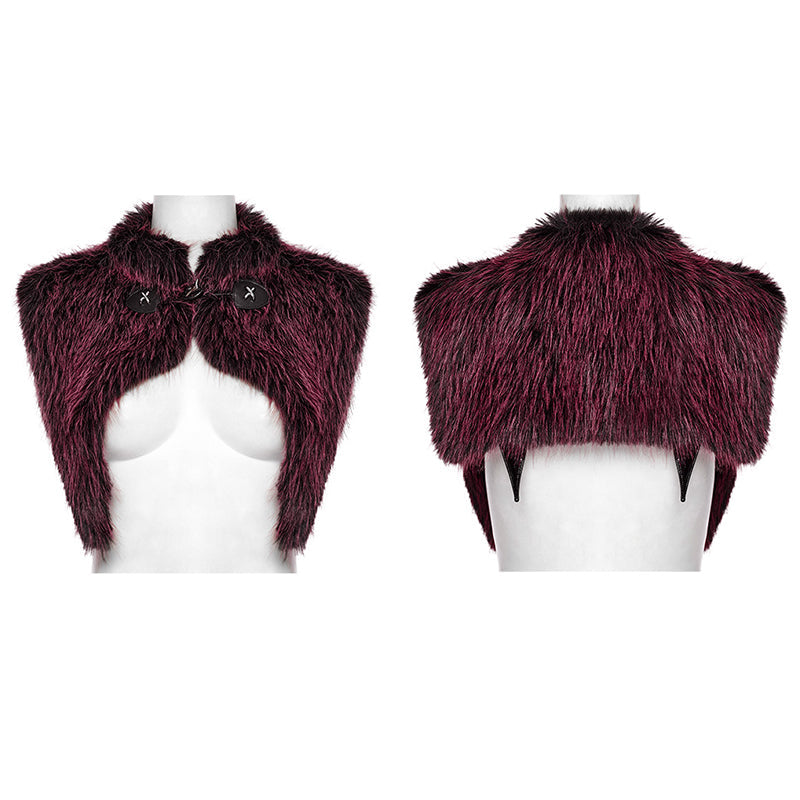 Punk Rave Lilith Gradient Devil Fur Shawl in Crimson