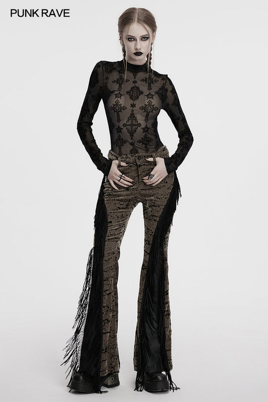 Punk Rave Ravena Cross Flocking Mesh Top