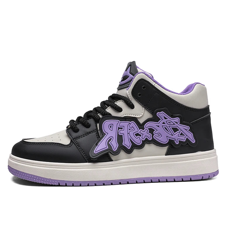 Purple Cartoon Men's Casual Sneakers Fashion Hig Top Shoes Men Original Skateboard Sneakers Men Streetwear Sports Shoes 2025