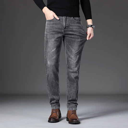 New Men's Classic Versatile Narrow Leg Denim Pants Office Work Chino Trousers Chic Vintage Streetwear Casual Hot Sale Jeans Male