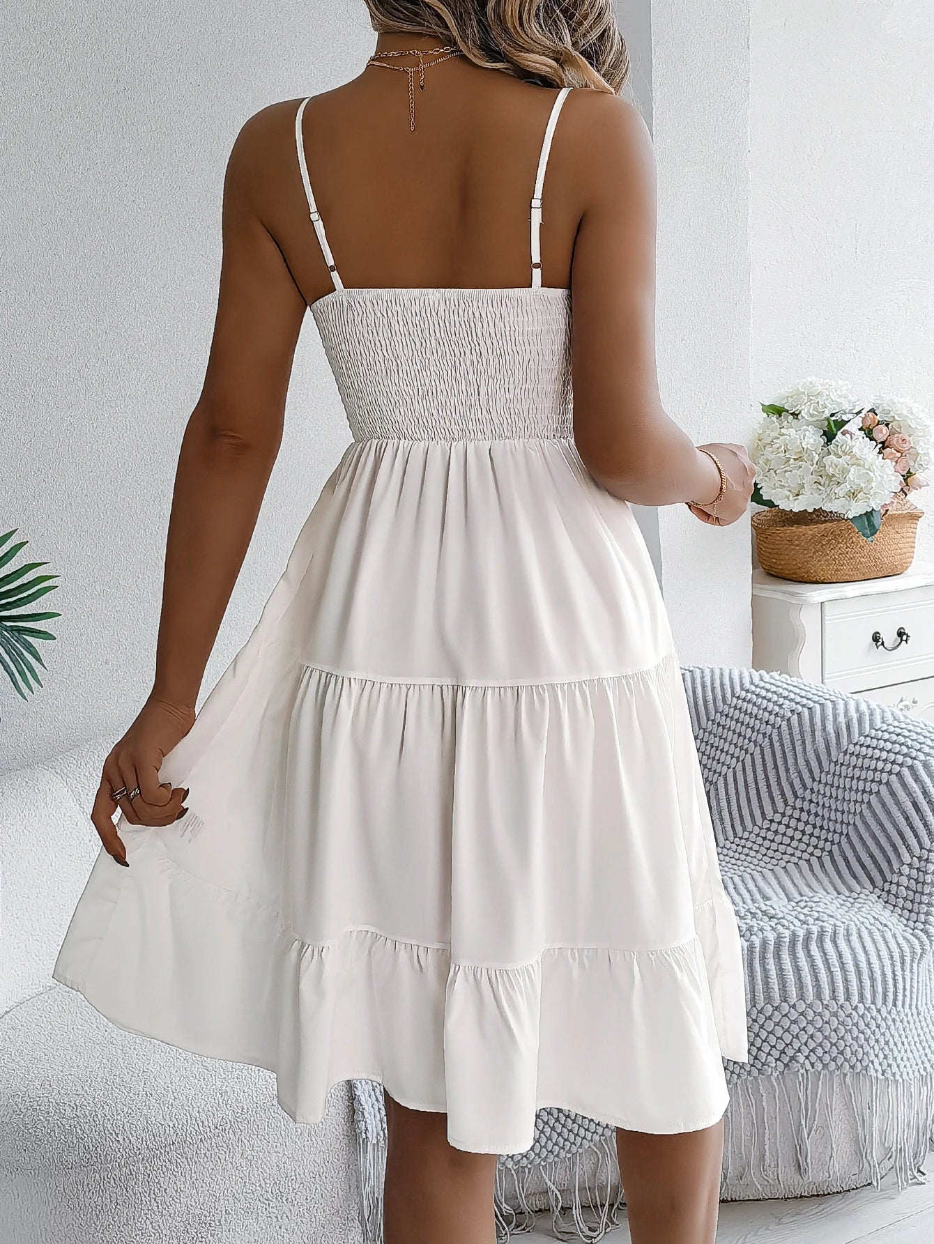 Casual Vacation Ruffled Camisole Dress Spring Summer Women's Solid Dresses for Women