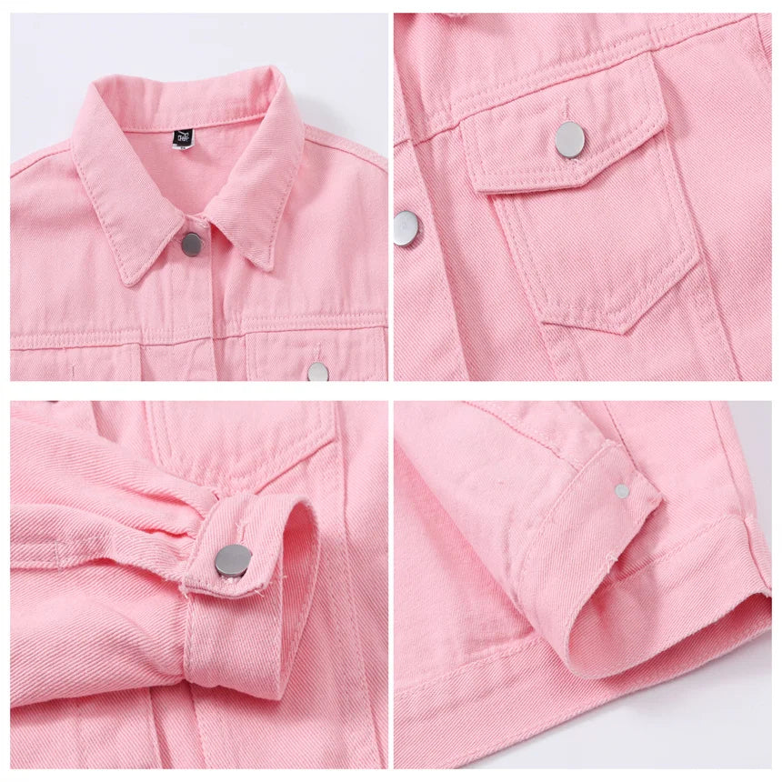 Women's Denim Jacket Single-breasted Lapel Coat Fashion Casual Tops