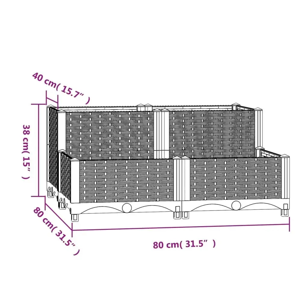 80x80x38 cm Raised Garden Bed - Durable Polypropylene Planter for Outdoor Gardening