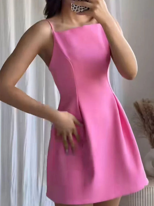 Ladies Pink Spaghetti Strap Dress