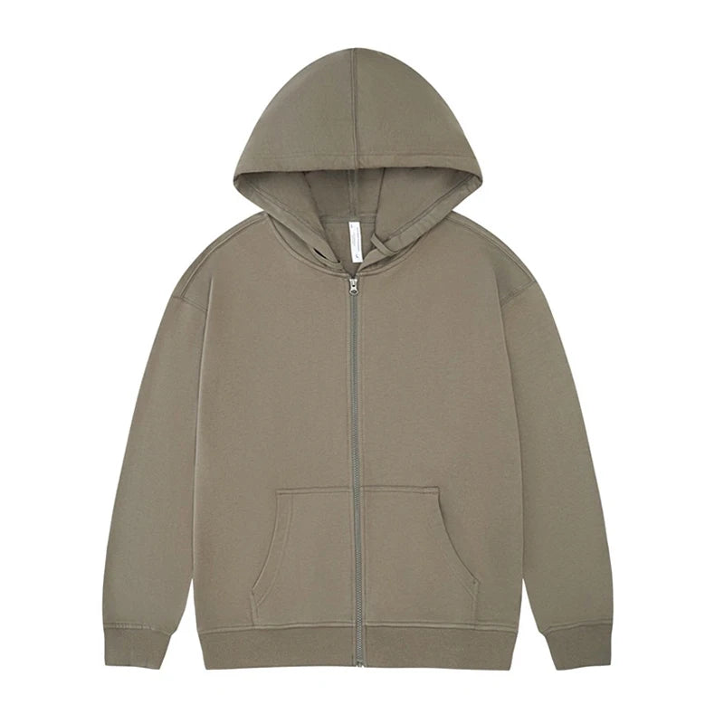 High Quality 330gsm 100% cotton Oversized Heavyweight Blank Zipper Hoodie Sweater Oversized Blank Zip Up Hoodie For Men