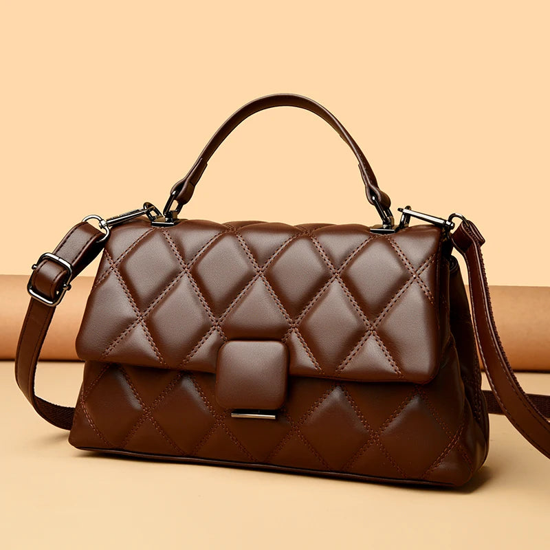 Retro Trendy High Quality Soft Leather Famous Designer Women's Square Bag