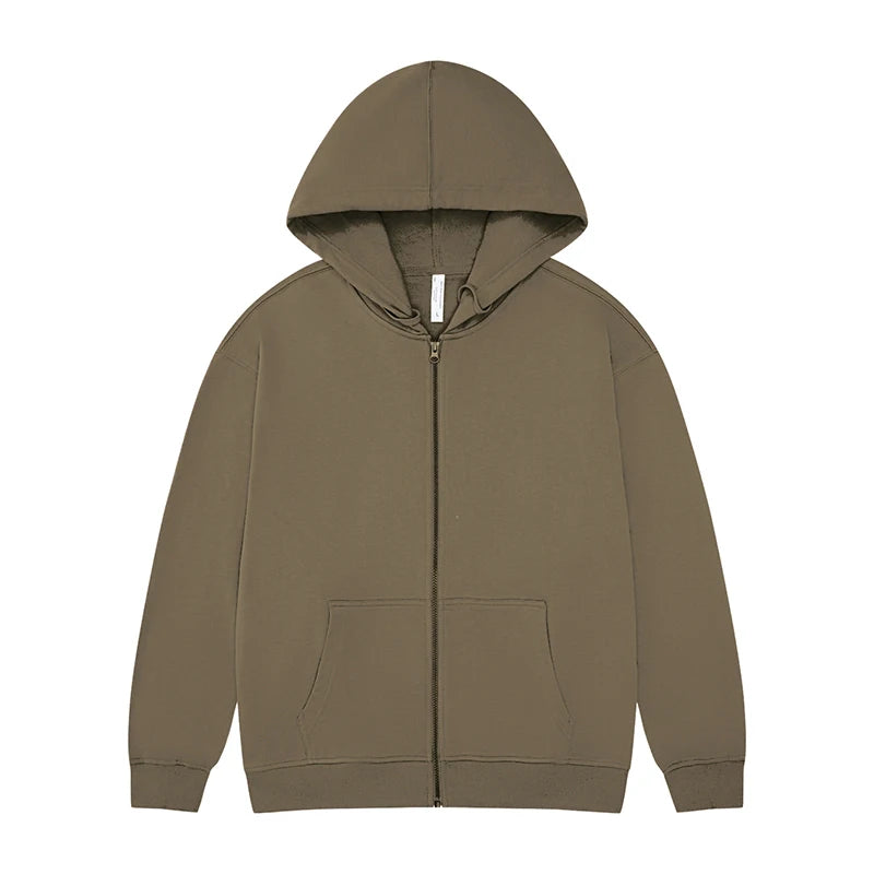 High Quality 330gsm 100% cotton Oversized Heavyweight Blank Zipper Hoodie Sweater Oversized Blank Zip Up Hoodie For Men