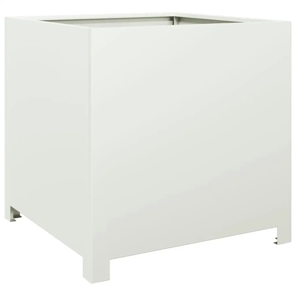 50x50x50 cm White Steel Garden Planter - Durable Outdoor Plant Pot for Flowers & Vegetables
