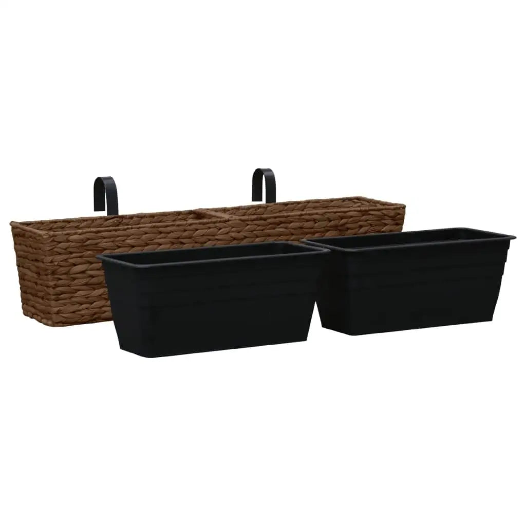 2pcs Brown Water Hyacinth Garden Planters - Eco-Friendly Decorative Pots for Home & Outdoors